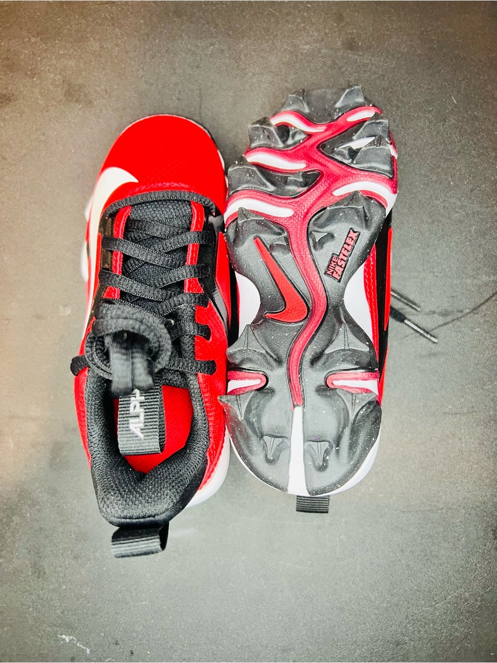 Nike Kids Red and Black Sneakers with Traction Sole